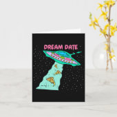 Area-51 Alien Ruimteschip Pizza Droom Date Easy Ha Kaart (Gele Bloem)