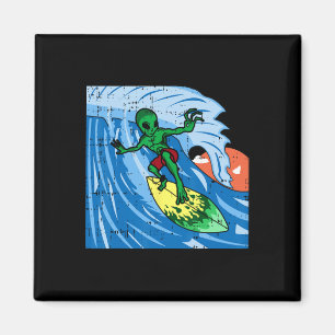 Area-51 Alien surft op oceaan golf Lazy Surfer Hal Magneet