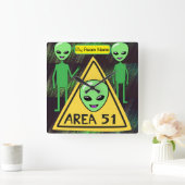 Area 51 Aliens welkom in Roswell New Mexico time Vierkante Klok (Huis)