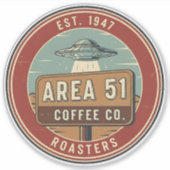 Area 51 Coffee Roasters Vintage Badge Sticker (Voorkant)