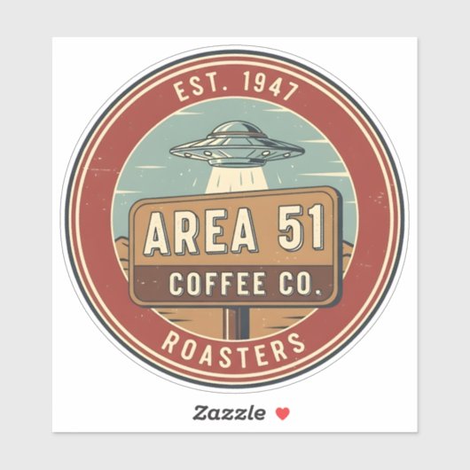 Area 51 Coffee Roasters Vintage Badge Sticker (Vel)