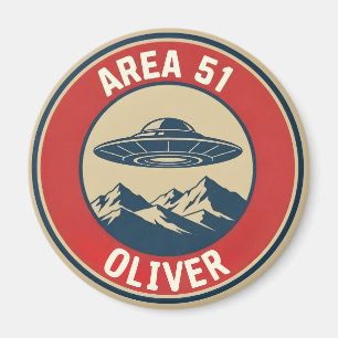 Area 51 Geheim Retro UFO Alien Badge Magneet