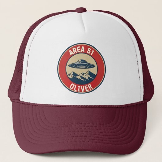 Area 51 Geheim Retro UFO Alien Badge Trucker Pet (Voorkant)