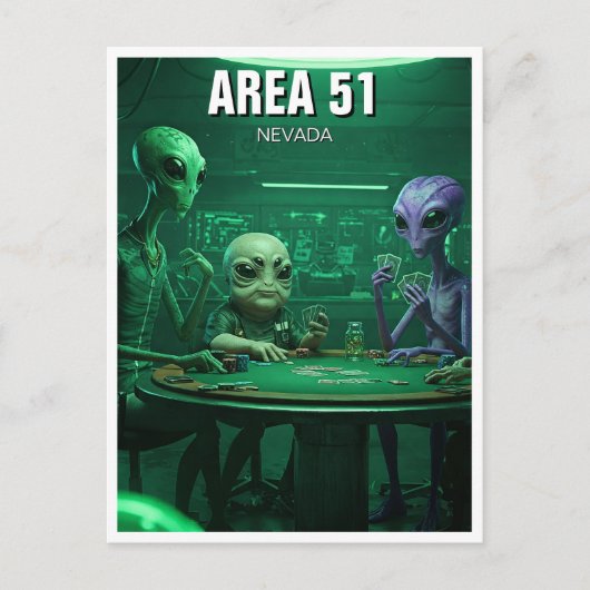 Area 51 Nevada Aliens poker Briefkaart (Voorkant)