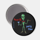 Area 51 party buitenaards grappig cartoon kunstmag magneet (Voorkant / Achterkant)
