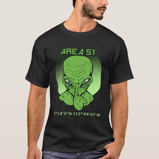 Area 51 Roswell Coordinates UFO Alien UFO Flying S T-shirt (Voorkant)