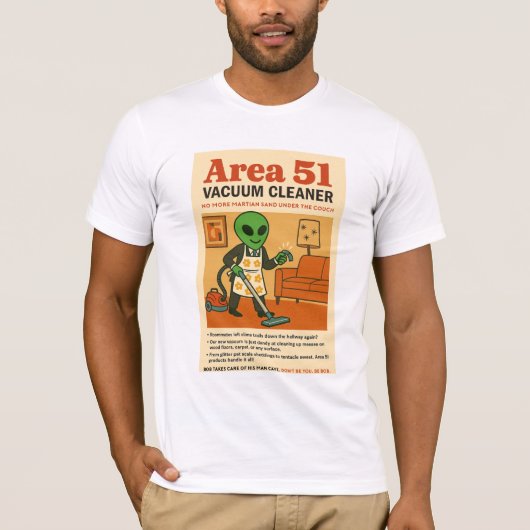 Area 51 Stofzuiger Roswell Aliens 1950's Retro T-shirt (Voorkant)