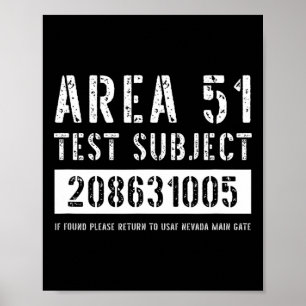 Area 51 Test Subject 1005 Buitenaardse ontvoering Poster