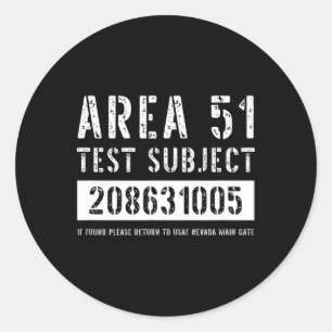 Area 51 Test Subject 1005 Buitenaardse ontvoering Ronde Sticker