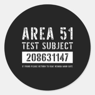 Area 51 Test Subject 1147 Buitenaardse ontvoering Ronde Sticker