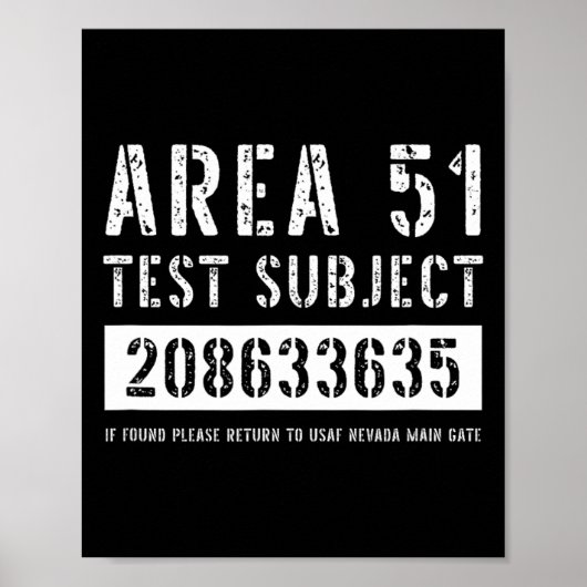 Area 51 Test Subject 3635 Alien Abduction Hallowee Poster (Voorkant)