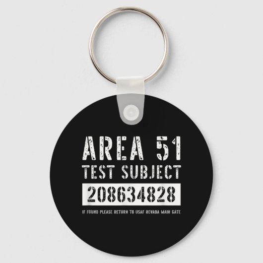 Area 51 Test Subject 4828 Alien Abduction Hallowee Sleutelhanger (Voorkant)