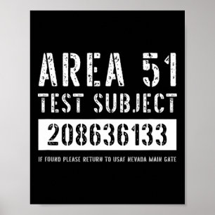 Area 51 Test Subject 6133 Buitenaardse ontvoering Poster
