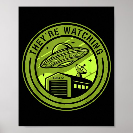 Area 51 They're Watching Alien Believer Batch Ufo  Poster (Voorkant)