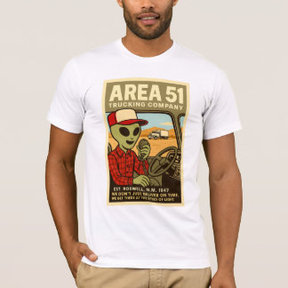 Area 51 vrachtwagenchauffeur Roswell Aliens 1950's T-shirt