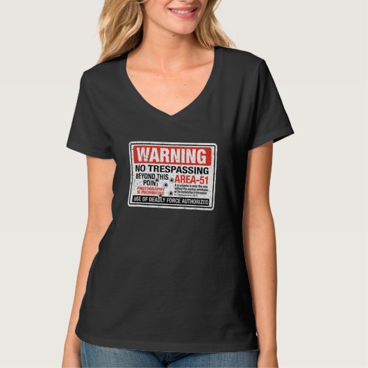 Area 51 Warning Sign Extraterrestrial Highway Neva T-shirt (Voorkant)