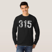 Area Code 315 for Syracuse New York Upstate 315 T-shirt (Voorkant volledig)