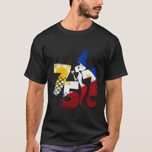 Area Code 757 Filipino American With Mermaid Phili T-shirt (Voorkant)