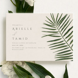 Areca Modern Waterverf Palm Landscape Wedding Kaart