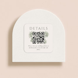 Areca Modern Waterverf Palm Wedding QR-code Vierkante Sticker