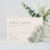 Areca Modern Waterverf Palm Wedding RSVP Kaart (Staand voorkant)