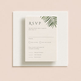 Areca Modern Waterverf Palm Wedding RSVP Kaart