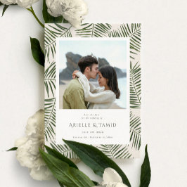 Areca Modern Waterverf Palm Wedding Save The Date