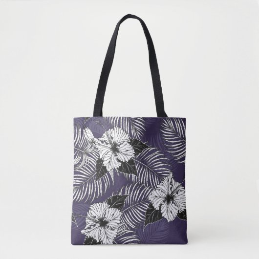 Areca palm, hibiscus schets:  patroon tote bag (Voorkant)