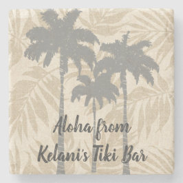 Areca Palmen Hawaiaans Tropisch Vintage Coördinate Stenen Onderzetter