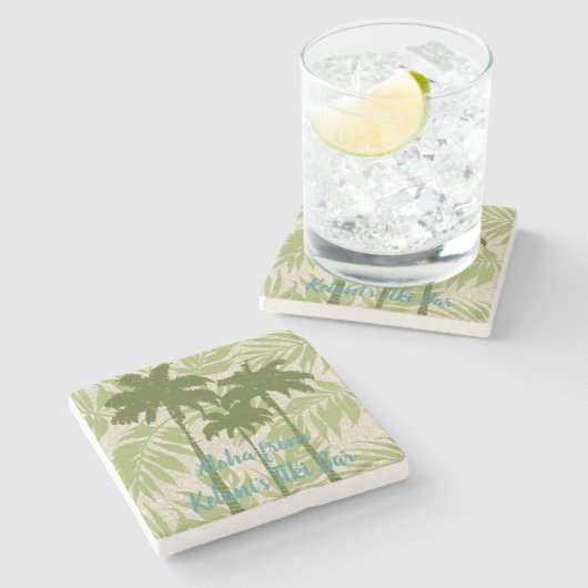 Areca Palms Hawaiian Tropische  Coördinaten Stenen Onderzetter (Zijkant)