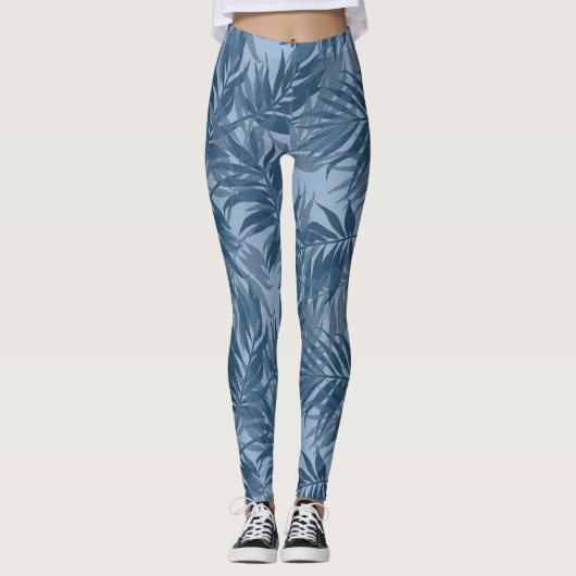 Areca Palms Hawaiian Tropische  Indigo Leggings (Voorkant)