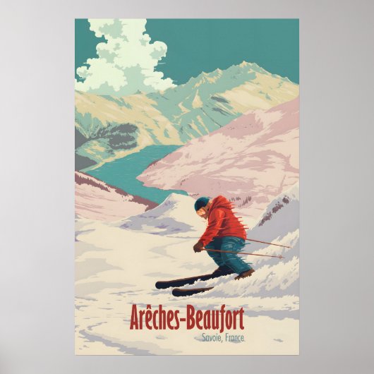 Areches Beaufort Skigebied Reisposter Poster (Voorkant)