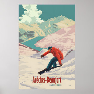 Areches Beaufort Snowboarden Reisposter Poster