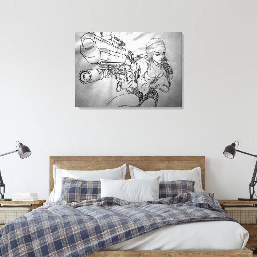 Arek Art - originele schetsprint - "She's bad!" Canvas Afdruk (Insitu (Slaapkamer))