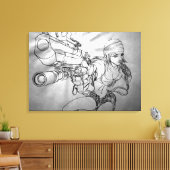 Arek Art - originele schetsprint - "She's bad!" Canvas Afdruk (Insitu (Woonkamer))