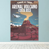 Arenal Volcano Costa Rica  poster cartoon Canvas Afdruk (Insitu (Houten vloer))