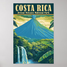 Arenal Volcano Costa Rica Vintage Travel Place Poster
