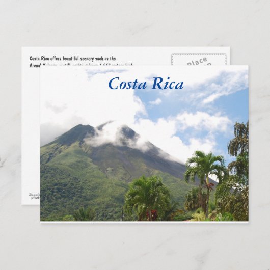Arenal Volcano, groen viper in het Briefkaart Cost (Voorkant / Achterkant)