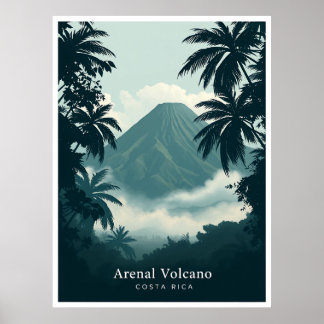 Arenal vulkaan, Costa Rica – Illustratie uit vroeg Poster