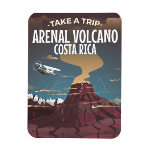 Arenal vulkaan Costa Rica vintage cartoonaffiches Magneet
