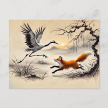 Arend die op een Kraanvogel jaagt Chinese inktschi