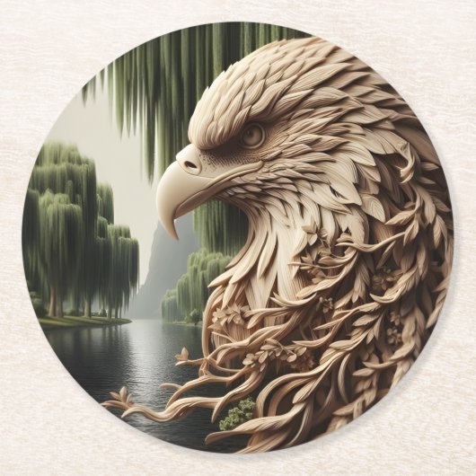 Arend die tussen hoge bomen zweeft ronde kartonnen onderzetter (Voorkant)