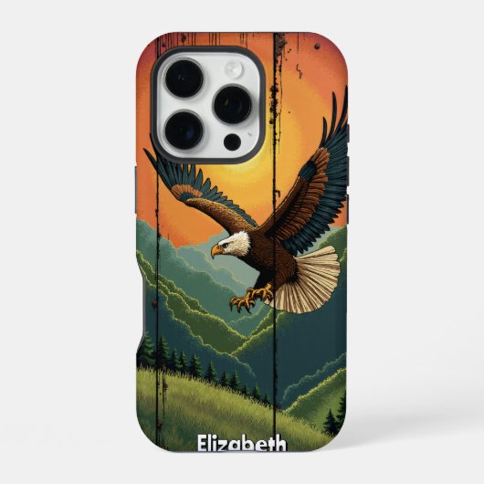 Arend in vlucht, Zonsondergang Majesteit iPhone Hoesje (Achterkant)