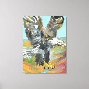 Arend met gespreide vleugels landing canvas afdruk