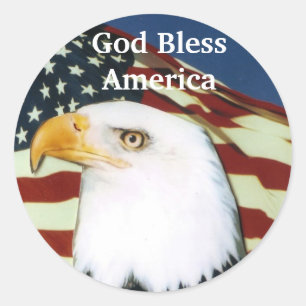 Arend met vlag, God zegene Amerika Ronde Sticker