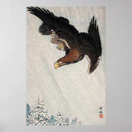 Arend vliegend in de sneeuw door Ohara Koson (1933 Poster