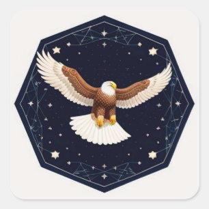 Arend Vliegend in Sterrenhemel Vrijheid Spirit Cad Vierkante Sticker