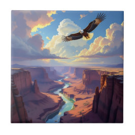 Arend vliegend over een canyon tegeltje