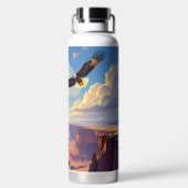 Arend vliegend over een canyon waterfles (Achterkant)