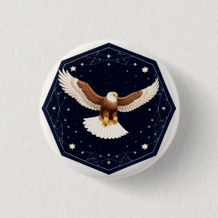Arend vliegend tegen een sterrenhemel ronde button 3,2 cm